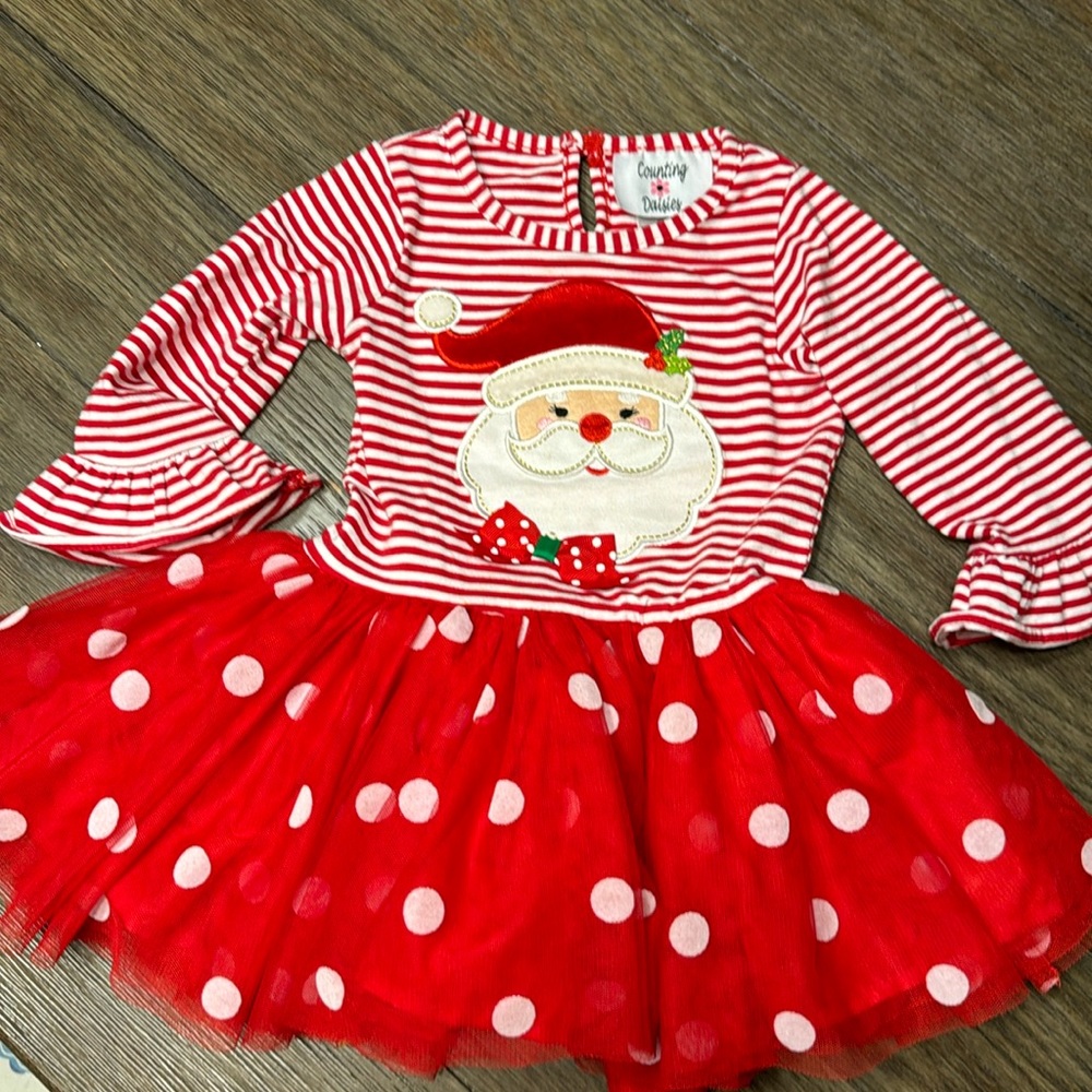 0001 counting daisies Santa dress 18m